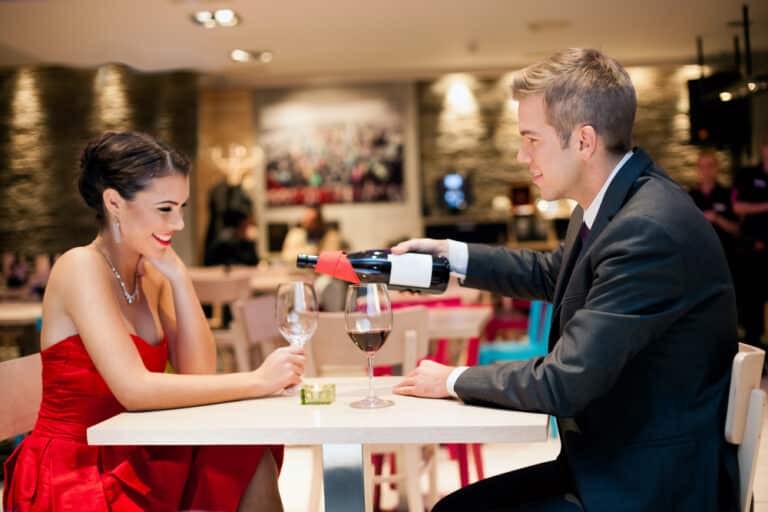 client and escort on a romantic dinner date