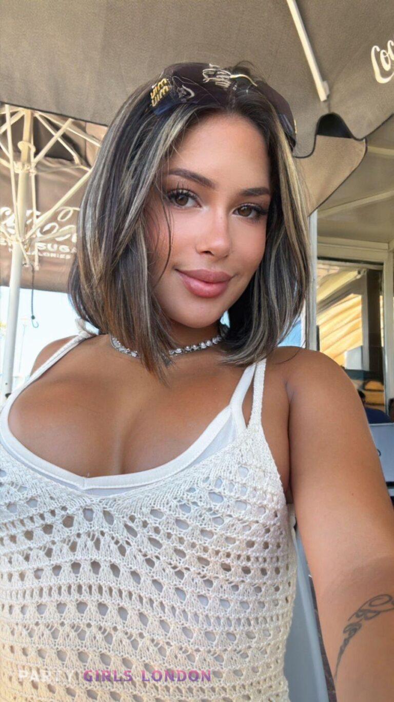 Sunny Brazilian Escort in Kensington – Chic and Casual in White Crochet